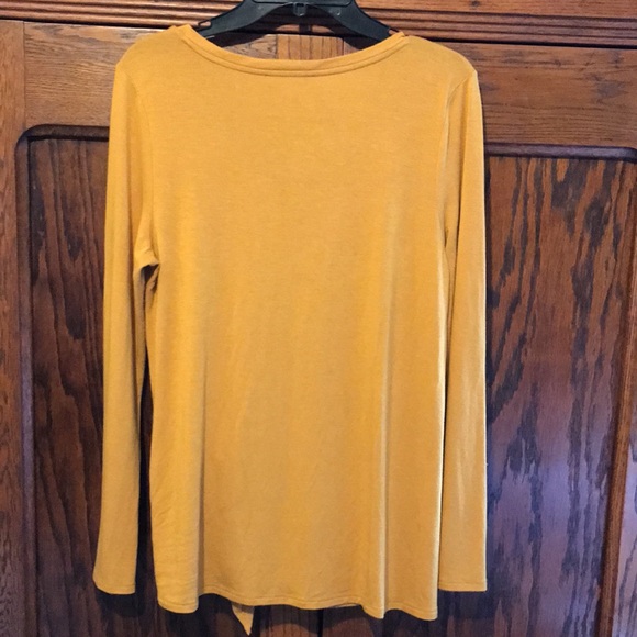 EXPRESS One Eleven Tie Front Long Sleeved Top Mustard Gold - Picture 5 of 7